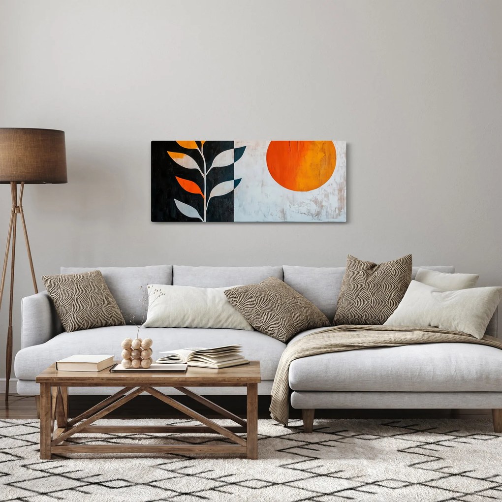 Obraz - Abstrakcia rastliny a slnka (120x50 cm)