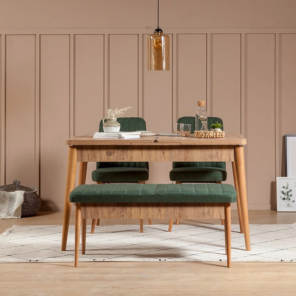 Jedálenský set Vina 4D borovica atlantská/tmavozelený