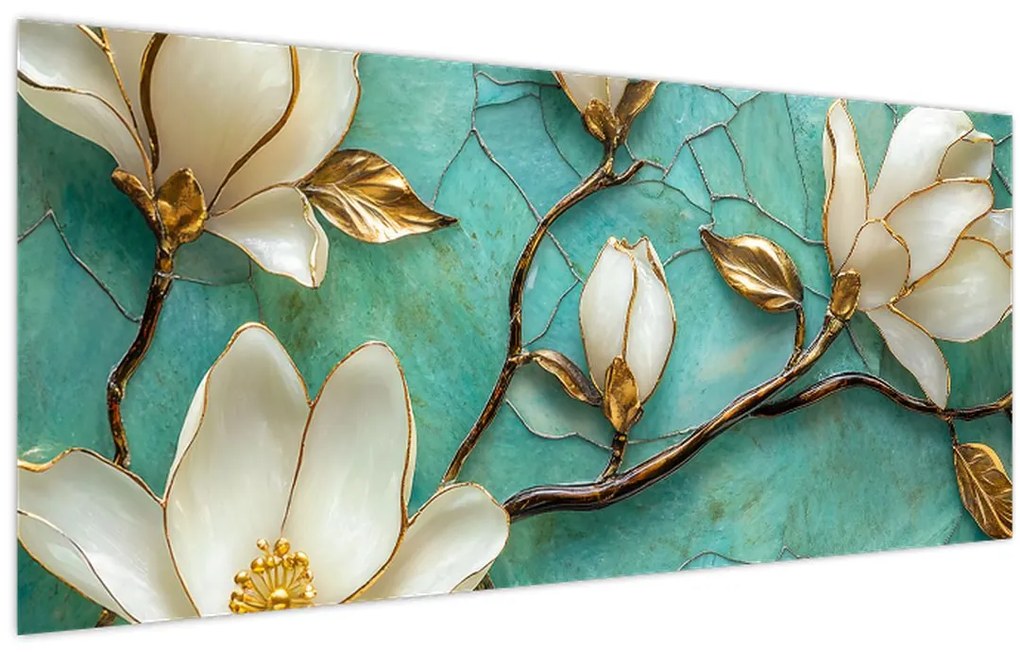 Obraz - 3D magnólia (120x50 cm)