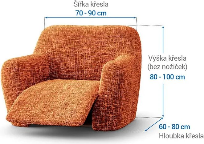 Bielastické poťahy GRAFITI NOVÉ tehlové relaxačné kreslo (š. 70 - 90 cm)