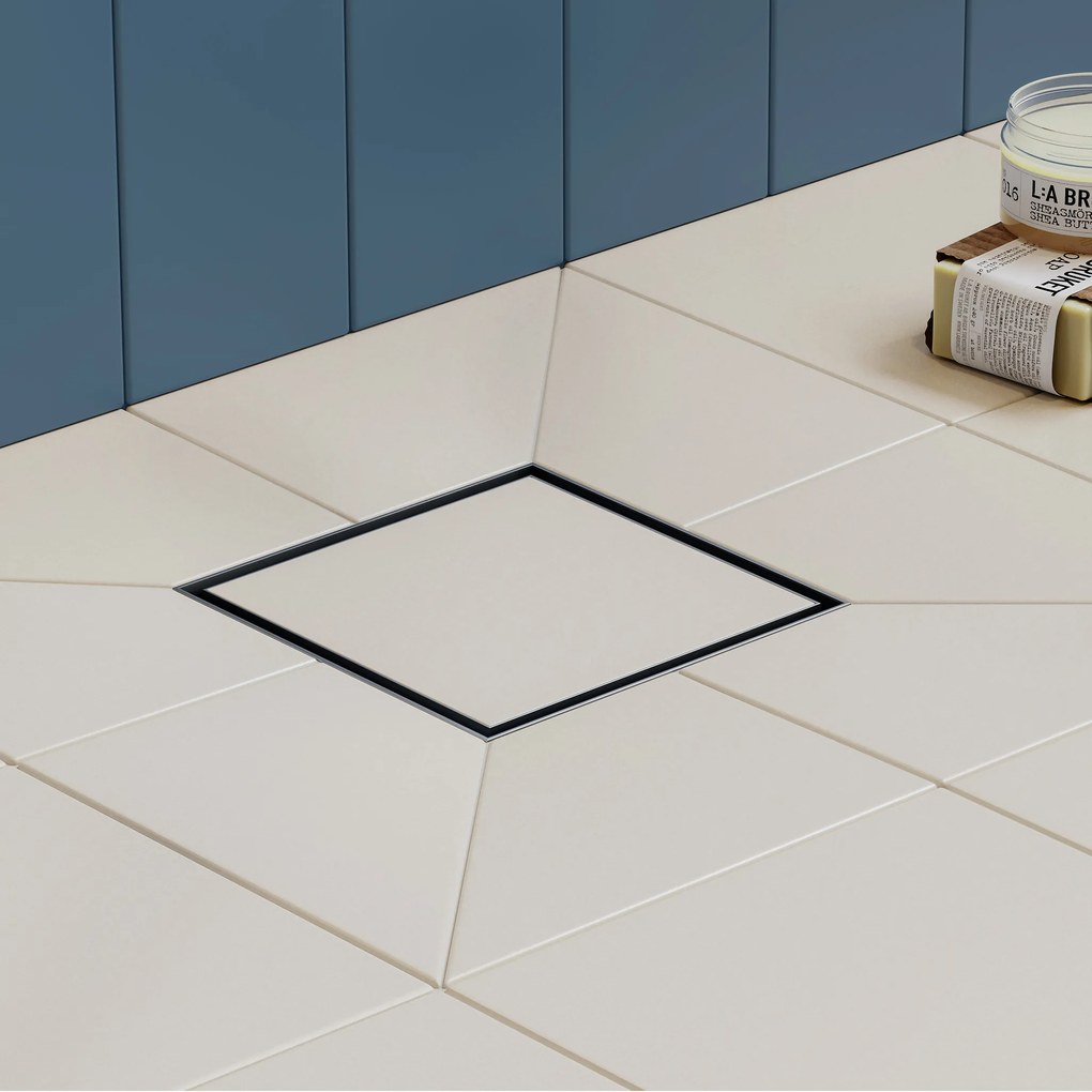 Hansgrohe RainDrain Brilliance, úplná sada podlahového vpustu 150x150 pre dlažbu, čierna matná, HAN-56251670