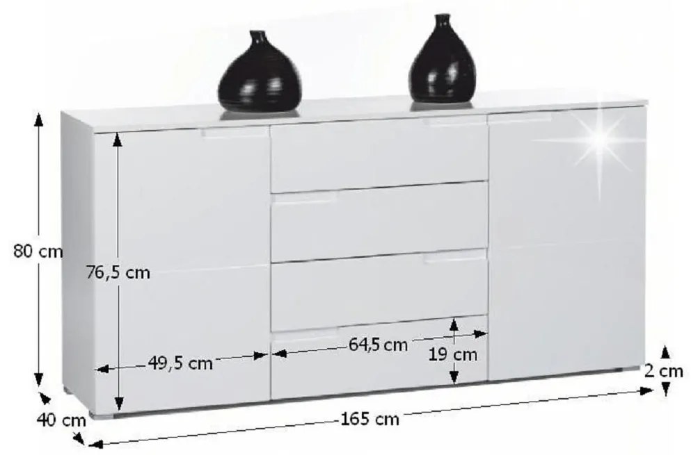 Tempo Kondela Komoda, biela extra vysoký lesk, SPICE 3