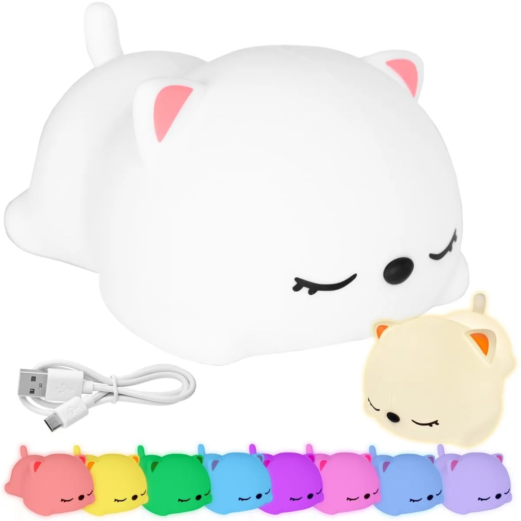 Detská stolná LED lampa Kitty biela