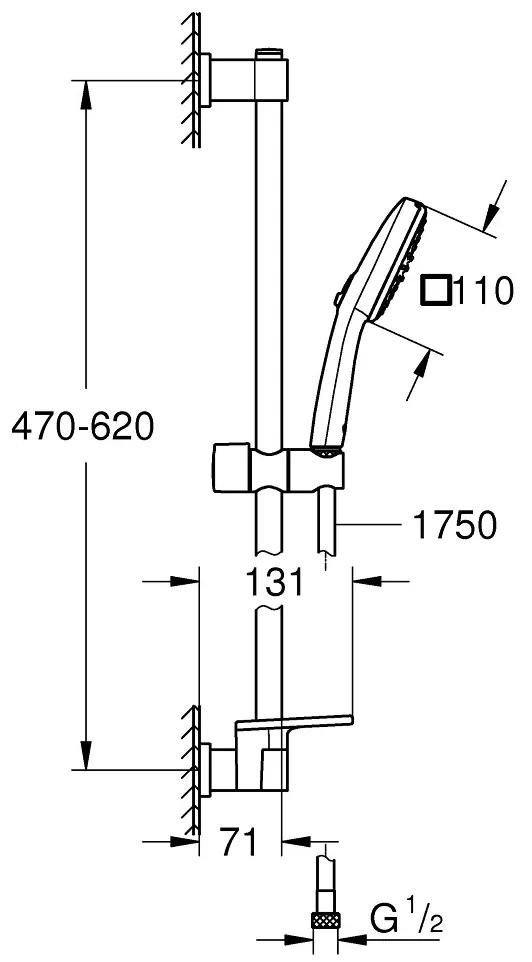 GROHE Vitalio Comfort 110 - Sprchová súprava s ručnou sprchou s 2 prúdmi, chróm 26929001