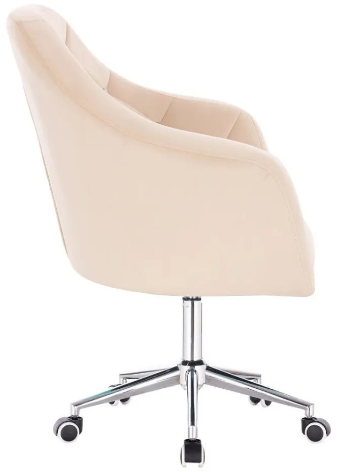 LuxuryForm DESIGN Kreslo ROMA VELUR na striebornej podstave s kolieskami - krémové