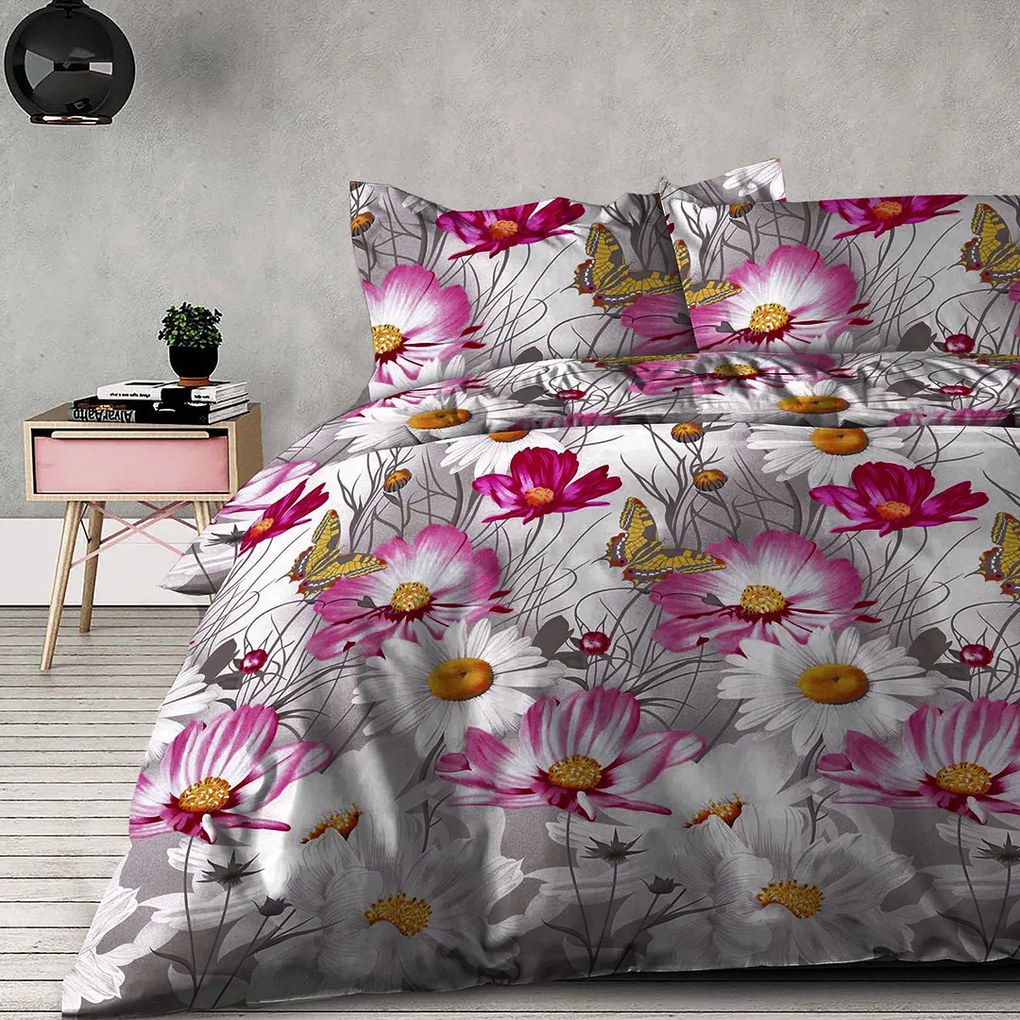 XPOSE­­® Bavlnené obliečky na dve postele KARLA - lila/sivé