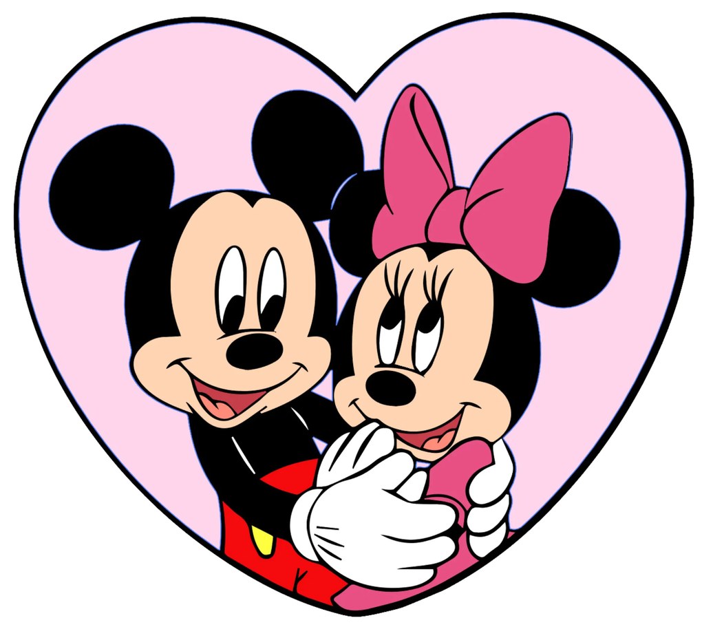 Samolepka na stenu "Mickey a Minnie v srdiečku"