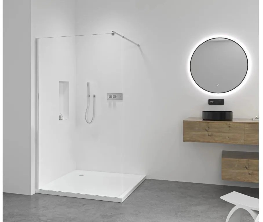 CERANO - Sprchová zástena Walk-in Onyx Ľ/P - guľatá vzpera - chróm, transparentné sklo - 130x200 cm, CER-CER-426385