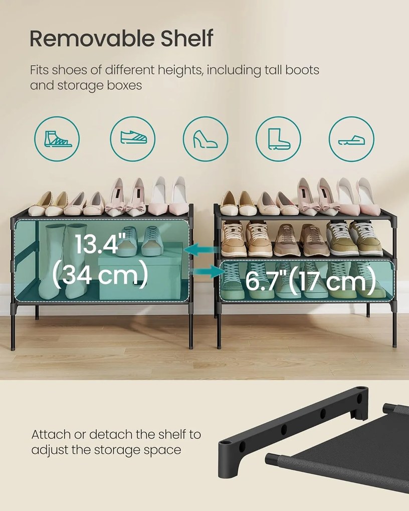 3-poschodový stojan na topánky 29,7 x 62,3 x 53,5 cm, čierny