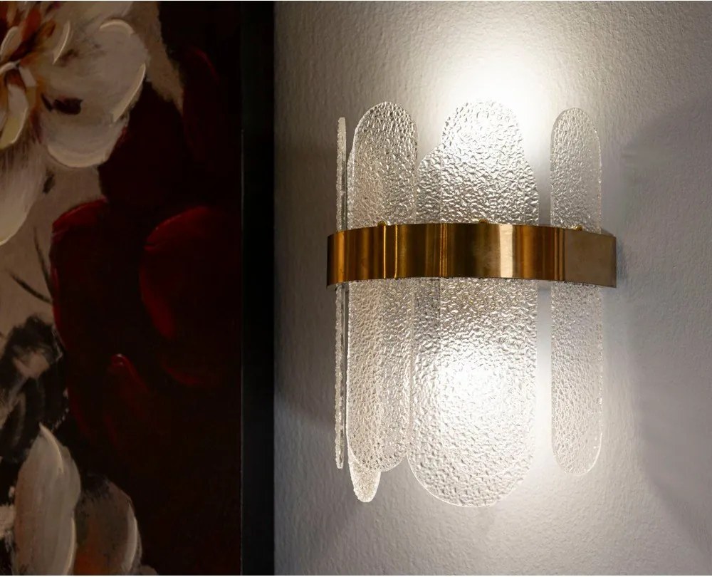 Sklenené nástenné svietidlo v zlatej farbe Gris – Mauro Ferretti
