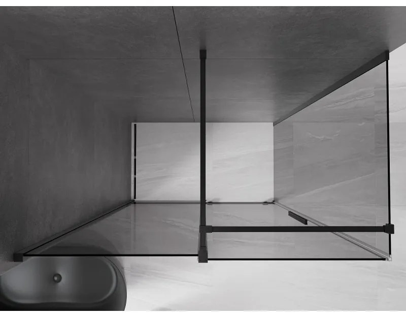 Mexen Velar, sprchový kút s posuvnými dverami 130 x 70 cm, 8mm šedé sklo, čierna matná, 871-130-070-41-70