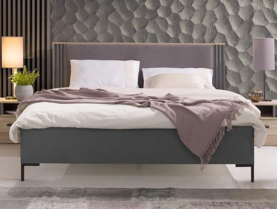 Posteľ s úložným priestorom Almo 160x200 cm, dub estana/antracit