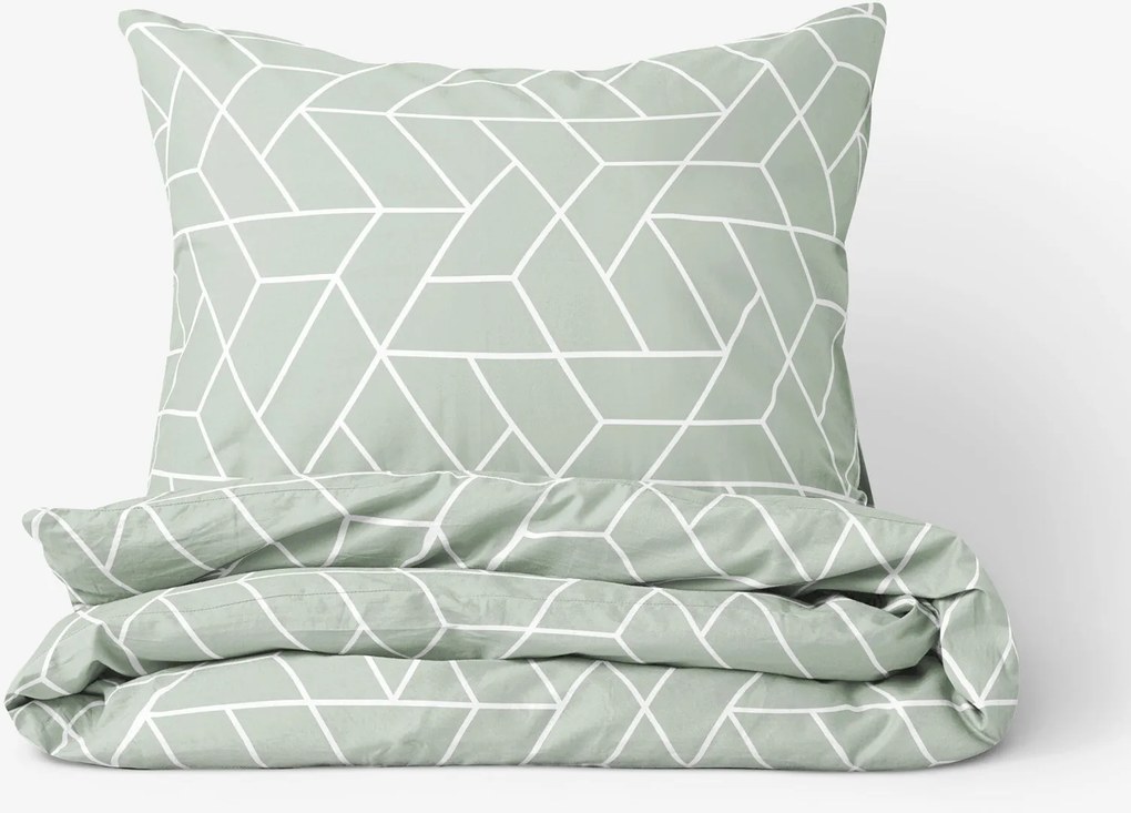 Goldea bavlnené posteľné obliečky - mozaika na šalviovom 140 x 220 a 70 x 90 cm