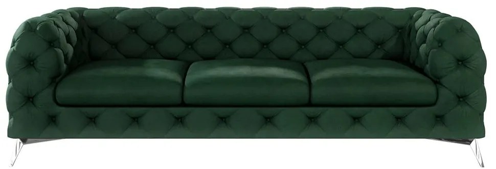 Tmavozelená zamatová pohovka 243 cm Chelsea – Ropez