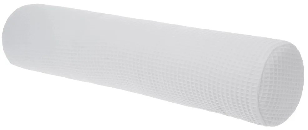 Bellamy Biely bavlnený vankúš v tvare valčeka WAFFLE 13x60 cm