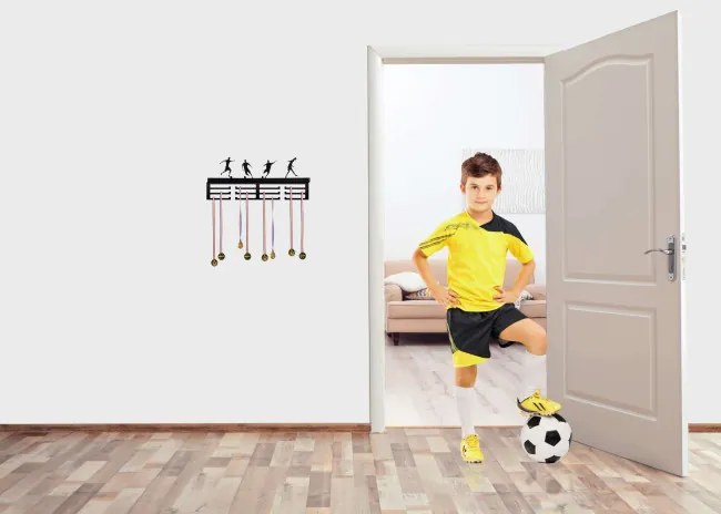 Nástenný vešiak na medaily FUTBALISTI čierny