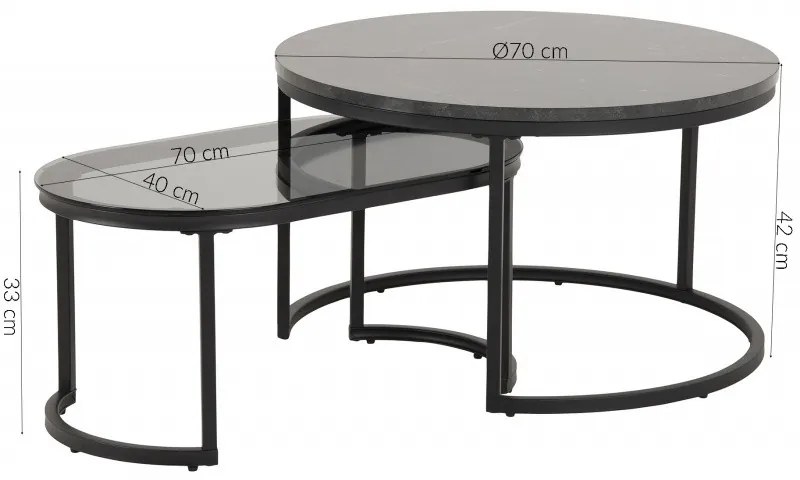 Sada konferenčných stolíkov SPIRO sivá