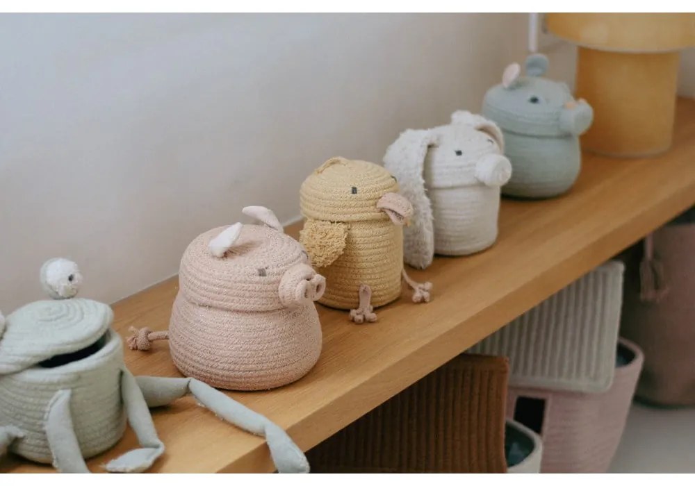 Krémový látkový detský kôš na hračky ø 15x15 cm Mini Rita the Rabbit – Lorena Canals