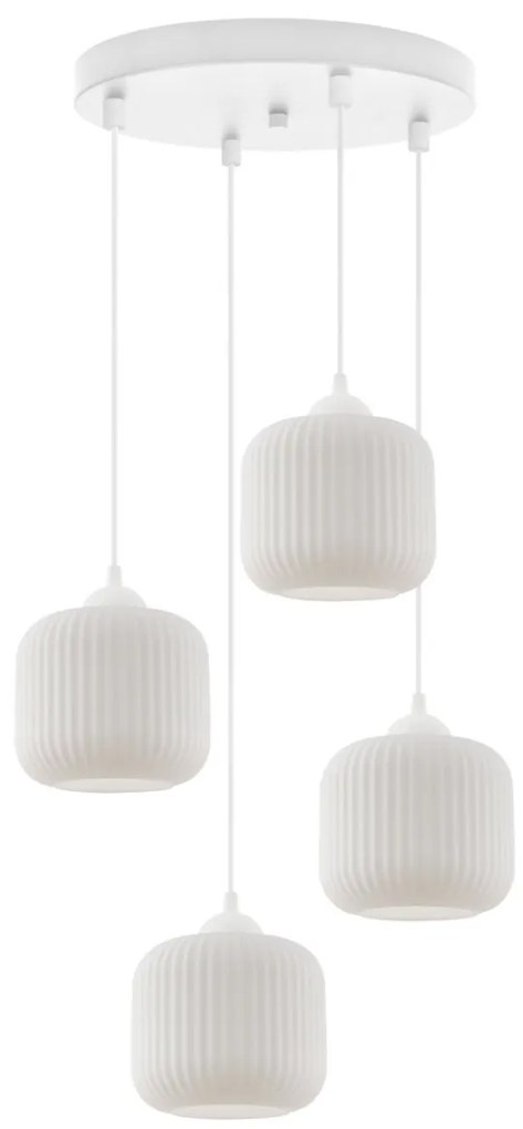 Závesné svietidlo Riffle, 4x biele sklenené tienidlo, w, o