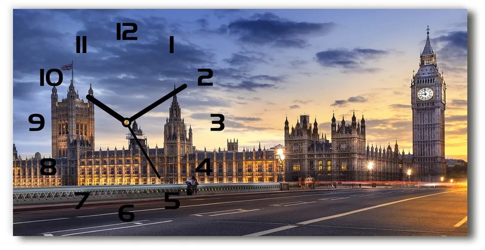 Vodorovné Sklenené hodiny na stenu tiché Big Ben Londýn pl_zsp_60x30_f_55189515