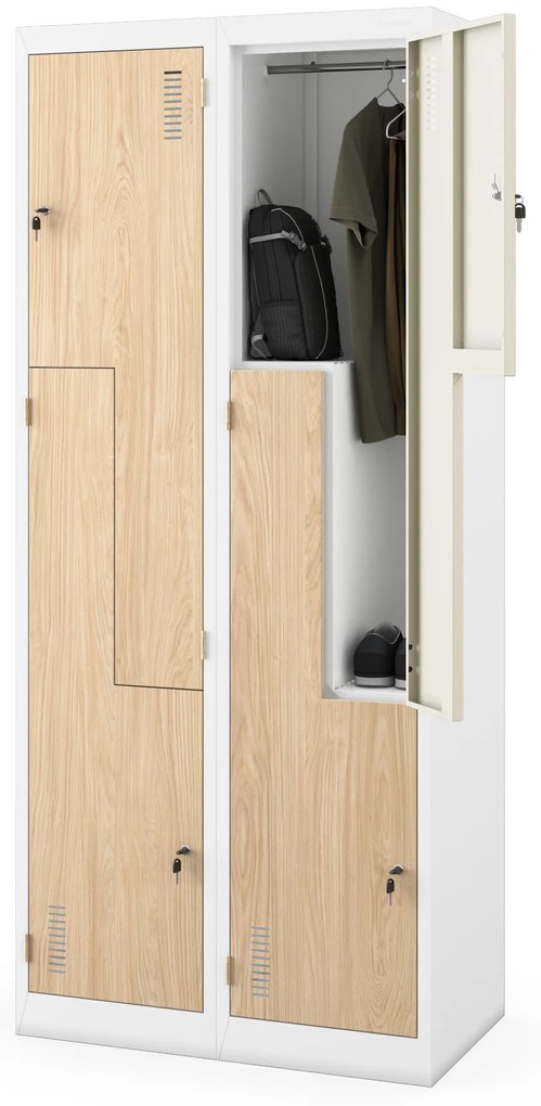 Kovová skriňa JULIA, 800 x 1850 x 450 mm, Eco Design: biela/dub sonoma
