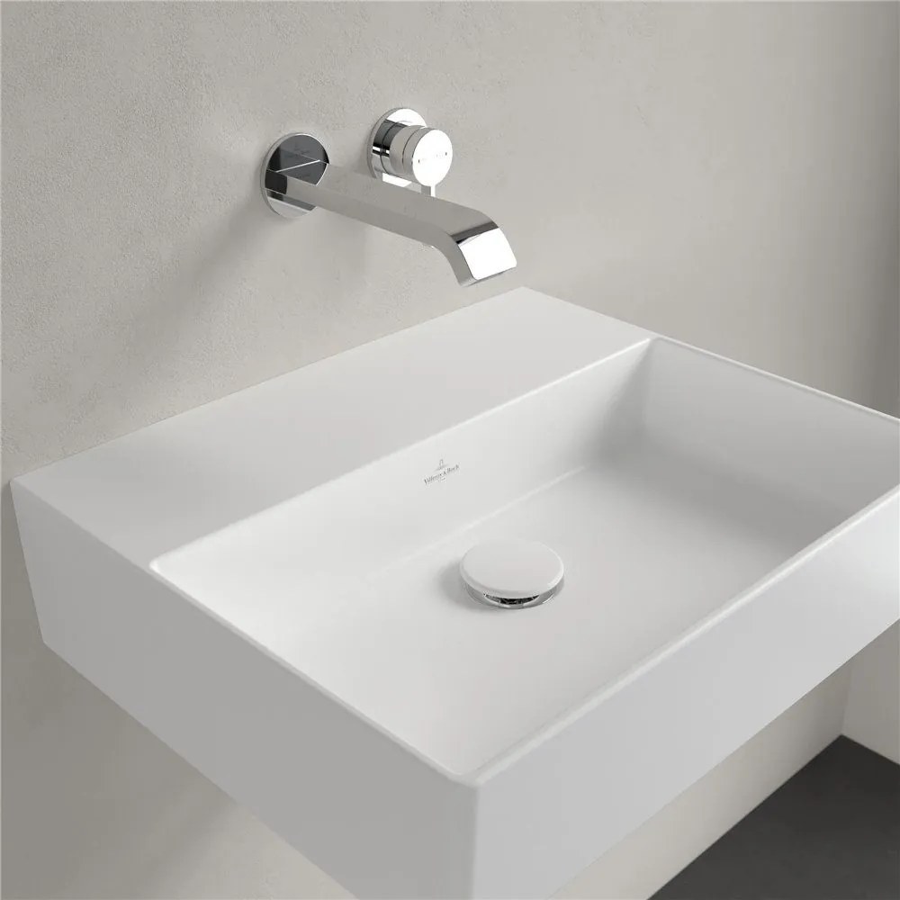 VILLEROY &amp; BOCH Memento 2.0 závesné umývadlo bez otvoru, bez prepadu, 500 x 420 mm, Stone White, s povrchom CeramicPlus, 4A2253RW