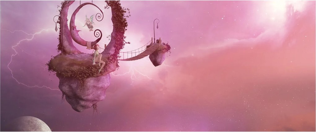 Obraz - Víla na plávajúcom ostrove (120x50 cm)