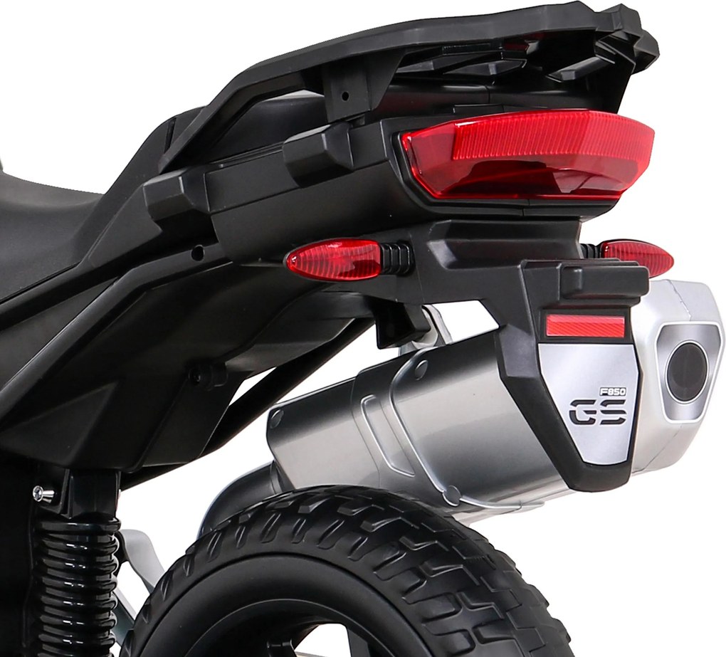 Ramiz BMW F850 GS Detský motocykel na batérie biely + asistenčné kolesá + LED audio + pomalý štart + EVA