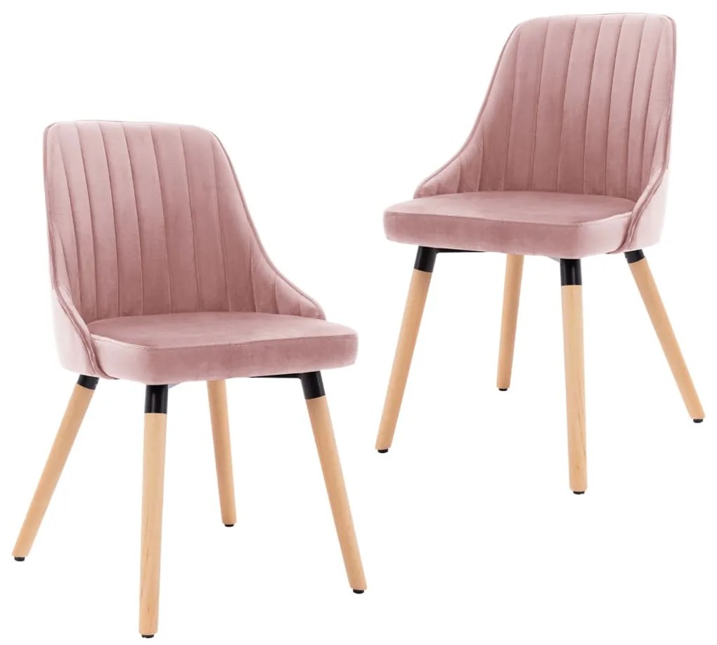 vidaXL Jedálenské stoličky 2 ks ružové zamat