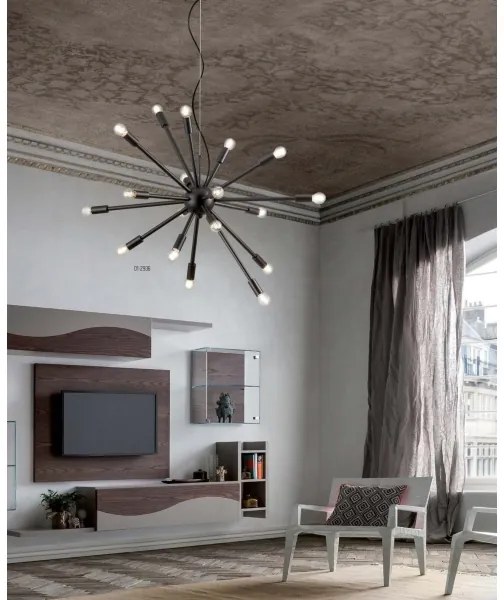 Redo 01-2936 - Luster na lanku STELLAR 18xE14/25W/230V čierna