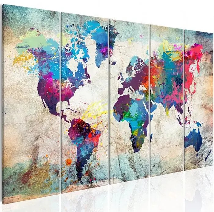 Obraz - World Map: Cracked Wall Veľkosť: 200x80, Verzia: Premium Print