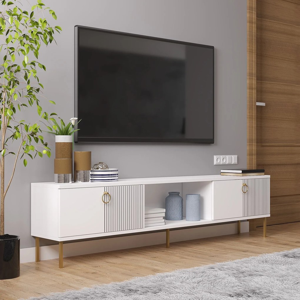 TV stolík/skrinka Payette (biela). Akcia -18%. Vlastná spoľahlivá doprava až k Vám domov. 1127714