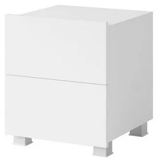 Nočný stolík CALABRINI, 40x45x40, biela/biely lesk