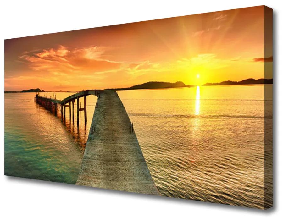 Obraz Canvas More slnko most krajina 120x60 cm