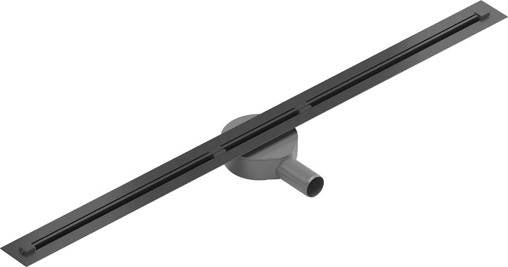Mexen Flat Super Slim, super tenký odtokový žľab s 360° rotačným sifónom 90 cm, čierna matná, 1751090