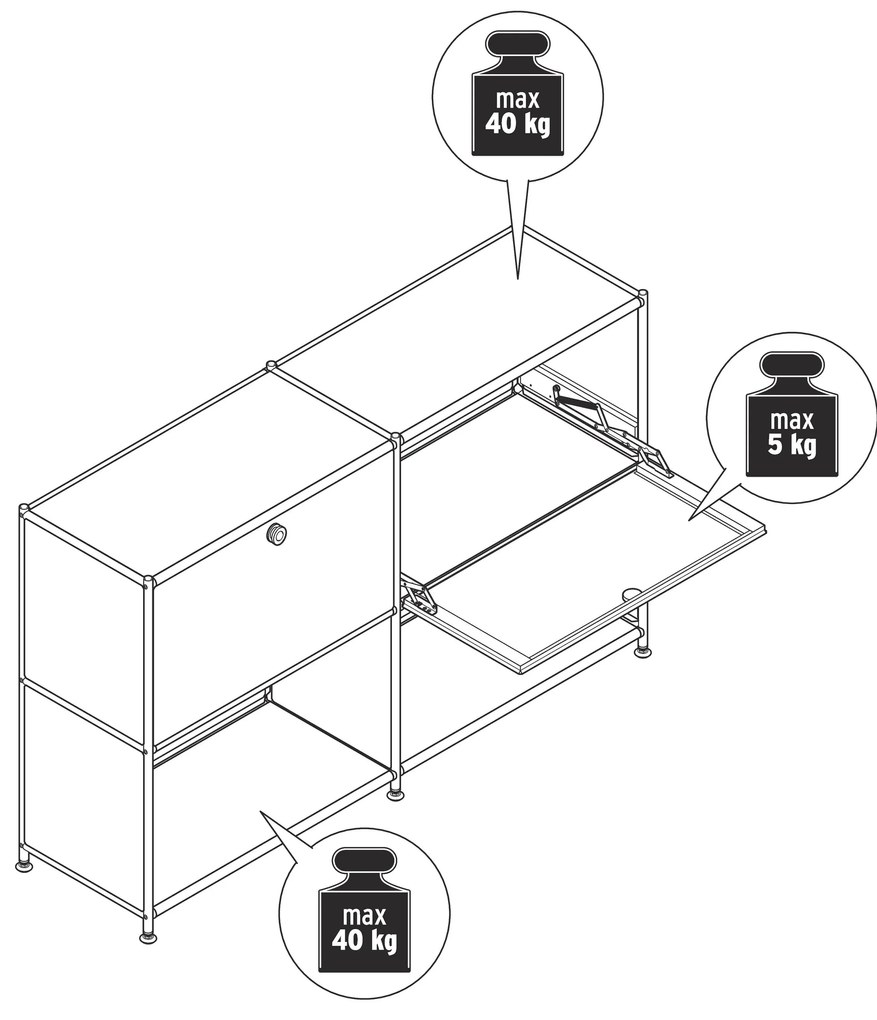 Kovový regál »CN3« s výklopnými priehradkami, žltý