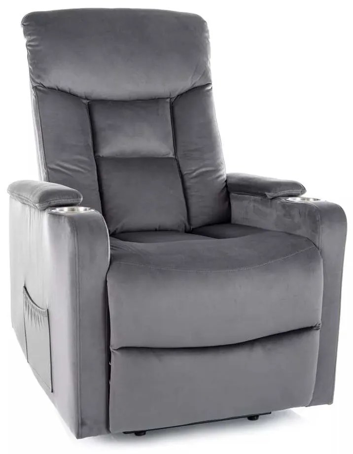 Polohovacie kreslo Berville Velvet, sivá