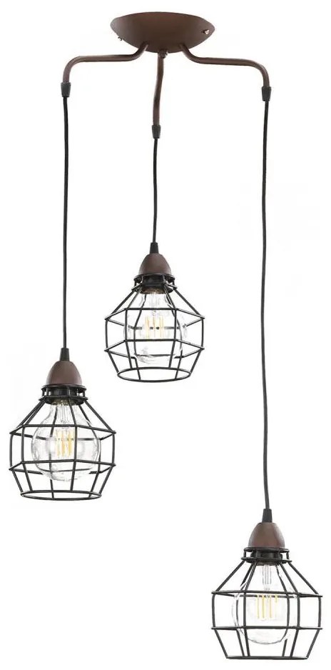 ONLI - Luster na lanku SPIDER 3xE27/15W/230V čierna/hnedá