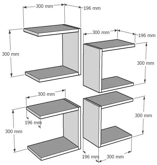 Súprava nástenných políc BASE 4 ks biela