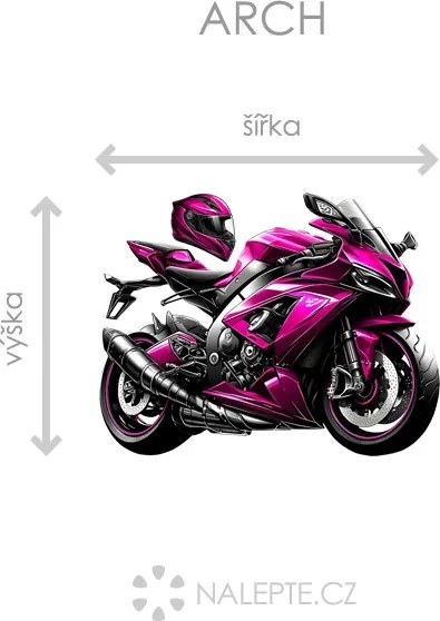 Ružová motorka textilní prelepiteľná nálepka na stenu hárok 45 x 35 cm