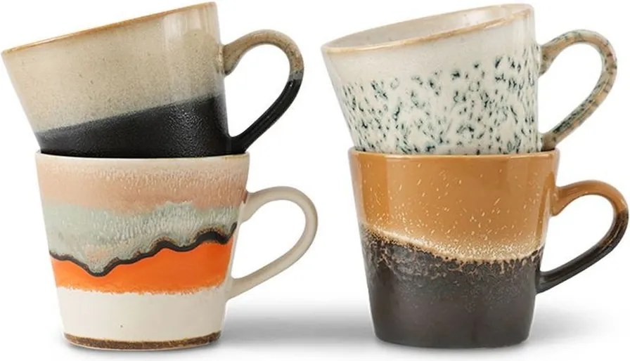 Set 4ks retro hrnek na Cappuccino 70s Verve - 12*Ø 9,5*8,5 / 300 ml