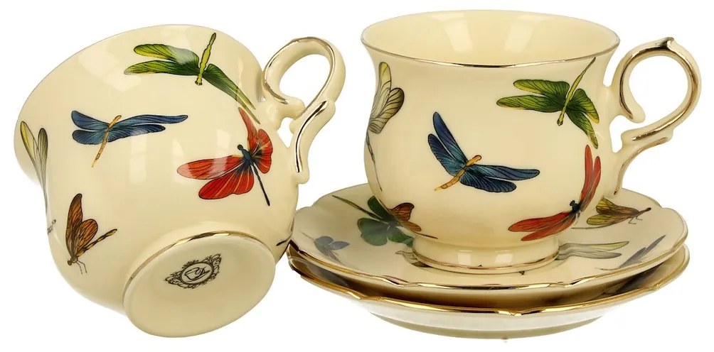 Duo Porcelánová šálka na nohe s podšálkou Dragonfly 150 ml sada 2ks