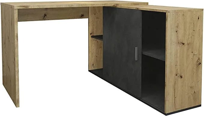 XXXLutz ROHOVÝ PÍSACÍ STÔL, tmavosivá, dub artisan, 119/124/75 cm MID.YOU - Online Only kancelárie - 001399223502
