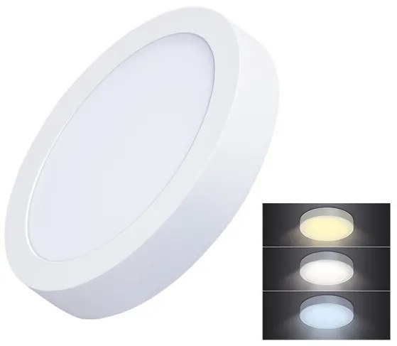 Solight WD170 Stropný mini panel LED 12W, 900lm, 3000K/4000K/6000K, okrúhly, IP20, biela