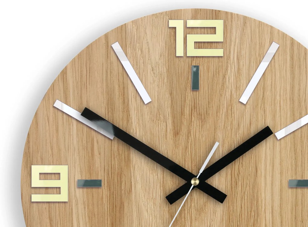 Dřevěné nástěnné hodiny Dexi 33 cm dub přírodní