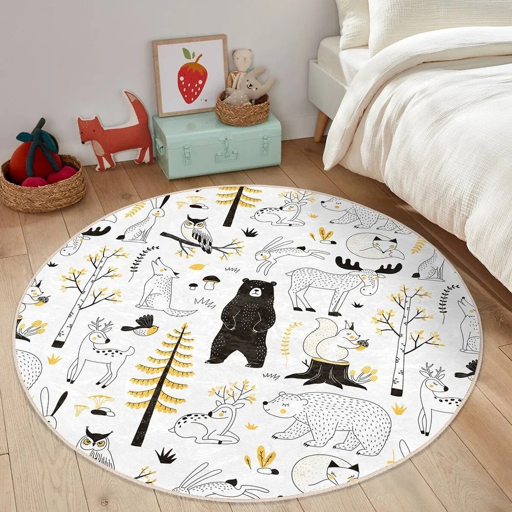 Žlto-biely detský koberec ø 80 cm Comfort – Mila Home