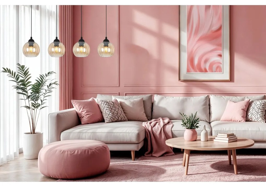 Závesné svietidlo Costa, 4x medové sklenené tienidlo, b