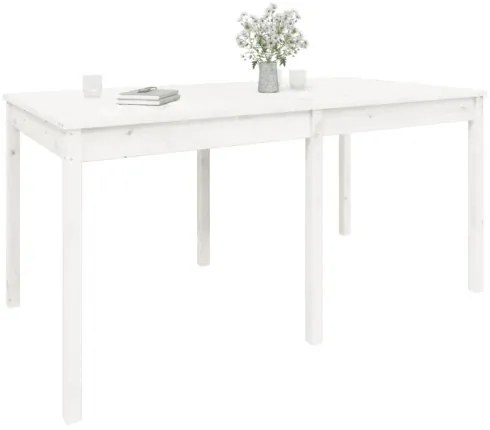 vidaXL Záhradný stolík biely 159,5x82,5x76 cm borovicový masív-