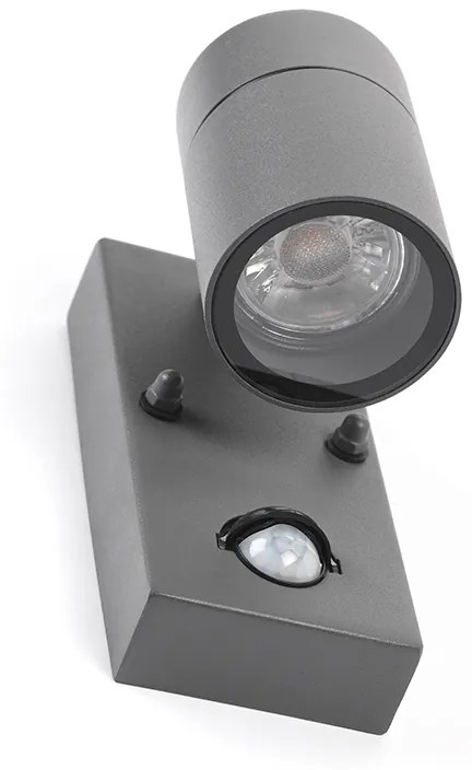 Vonkajšia nástenná lampa antracit IP44 s pohybovým senzorom - Solo