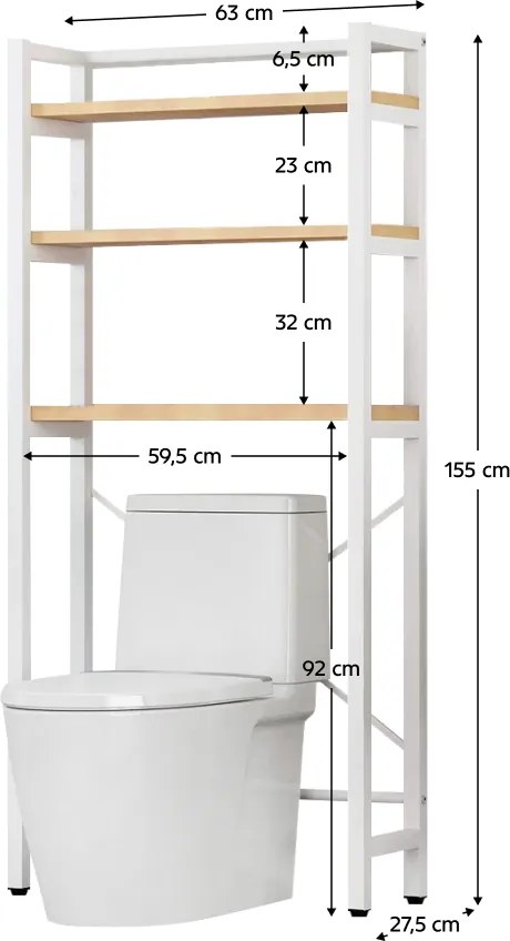 Kondela Regál nad WC, dub natural/biela, BALRAM